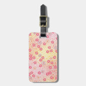 Étiquette À Bagage Japonais KIMONO Textile, Motif de fleurs de cerisi (Devant Vertical)