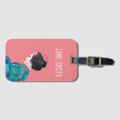 Étiquette À Bagage Japonais mignon Geisha avec nom personnalisable (Devant Horizontal)