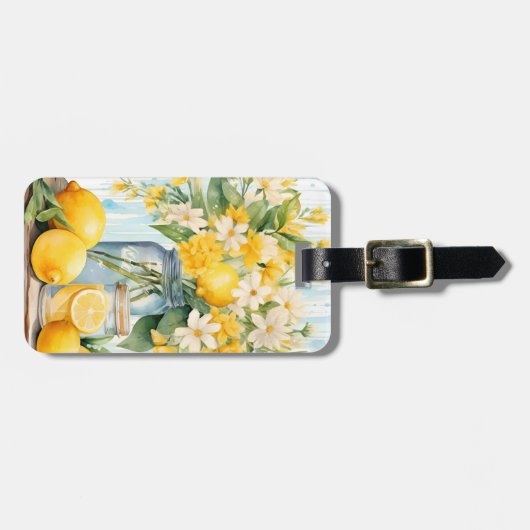 Étiquette À Bagage Jar à fleurs de citron d'été (Devant horizontal)