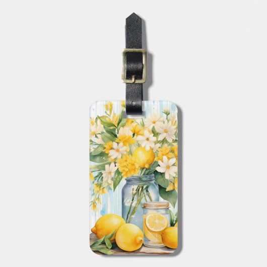 Étiquette À Bagage Jar à fleurs de citron d'été (Devant Vertical)