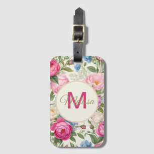Étiquette À Bagage Jardin de campagne Roses et pivoines Floral