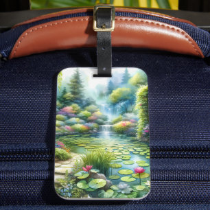 Étiquette À Bagage Jardin de cascade enchanté Étang de nénuphars