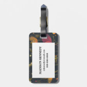 Étiquette À Bagage Jardin de clair de lune sur le noir (Dos Vertical)