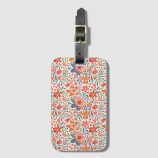 Étiquette À Bagage Jardin de corail et de sarcelle sur fond beige dou