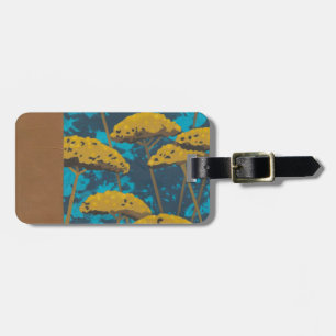 Étiquette À Bagage Jardin de Golden Yarrow avec Arrière - plan bleu