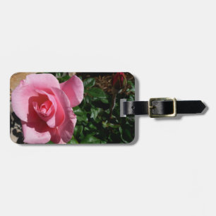 Étiquette À Bagage Jardin floral de rose rose et bourgeon