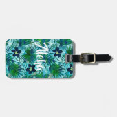 Étiquette À Bagage Jardin tropical hawaïen Teal de Nalani (Devant horizontal)