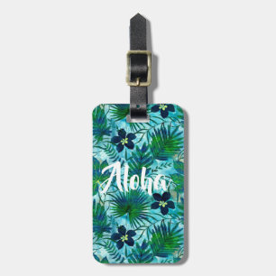 Étiquette À Bagage Jardin tropical hawaïen Teal de Nalani