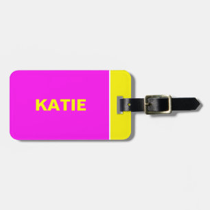 Étiquette À Bagage Jaune au néon une étiquette rose de bagage de