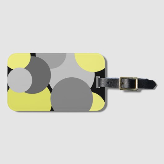 Étiquette À Bagage Jaune avec Pois gris (Devant Horizontal)
