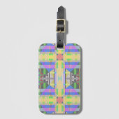 Étiquette À Bagage Jaune bleu violet géométrique (Devant Vertical)