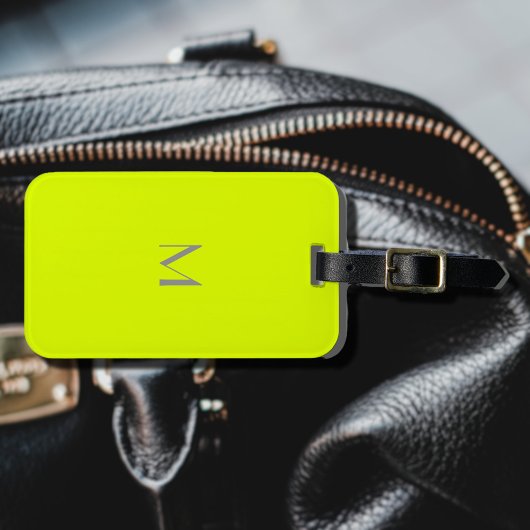 Étiquette À Bagage jaune fluorescent - ajouter monogramme