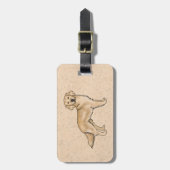 Étiquette À Bagage Jaune Golden Retriever mignon dessin de chien (Devant Vertical)