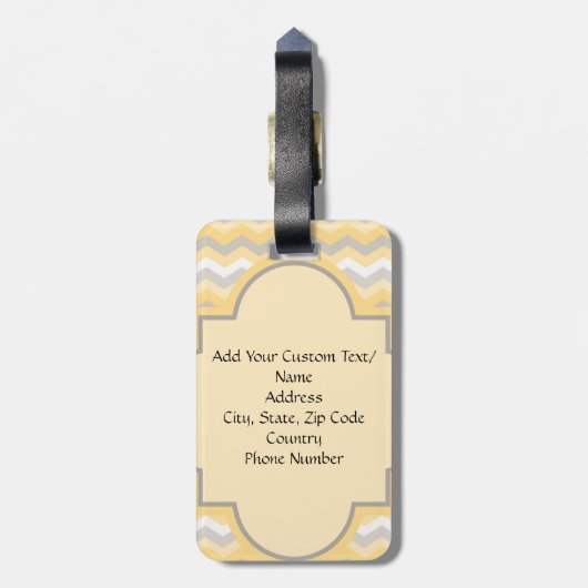 Étiquette À Bagage Jaune/Gris Chevron Zigzag (Dos Vertical)