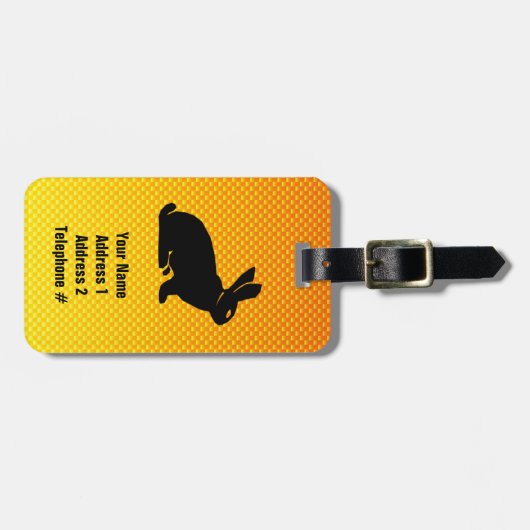 Étiquette À Bagage Jaune / Lapin Orange (Devant horizontal)