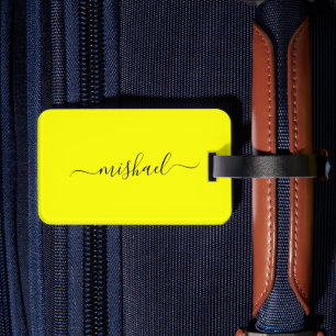 Étiquette À Bagage Jaune néon, Typographie, Personnaliser