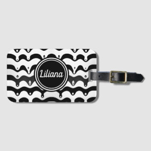 Étiquette À Bagage Jazzy Black and White Meling Zebra Stripes