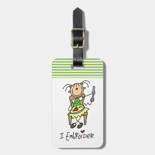 Étiquette À Bagage Je brode le chiffre de bâton (Devant Vertical)