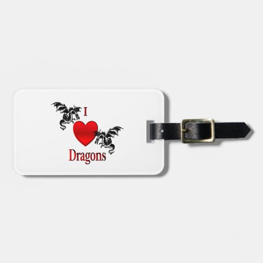 Étiquette À Bagage Je Coeur Dragons (Devant horizontal)
