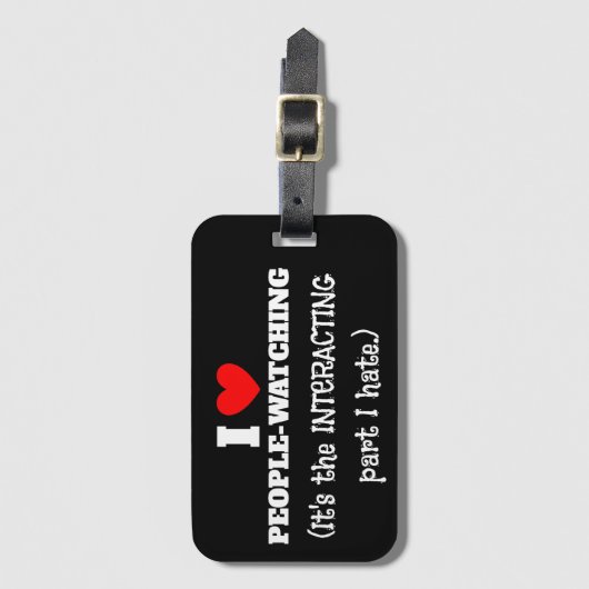 Étiquette À Bagage Je (coeur) Les gens regardent, interagissant parti (Devant Vertical)