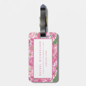 Étiquette À Bagage Je dentelle le motif floral d'aquarelle (Dos Vertical)