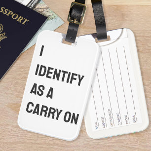 Étiquette À Bagage Je M'Identifie Comme Un Porte-Cartes Sur Un Voyage