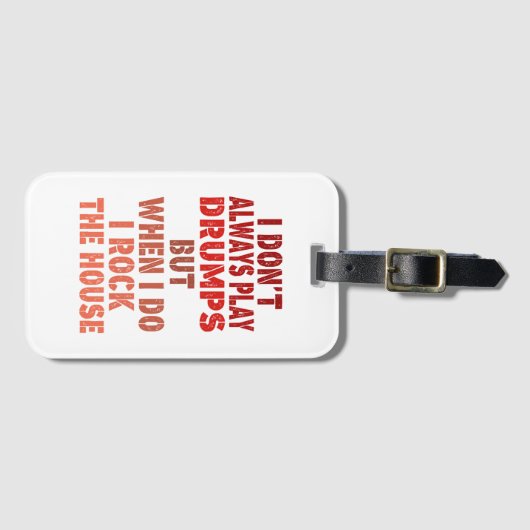 Étiquette À Bagage Je ne joue pas toujours à la batterie drumm rétro (Devant Horizontal)