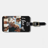 Étiquette À Bagage Je nous aime Script Photo Collage Noir (Devant horizontal)