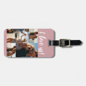 Étiquette À Bagage Je nous aime Script Photo Collage rose (Devant horizontal)