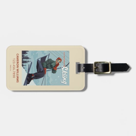 Étiquette À Bagage Je préfère skier Imprimer (Devant horizontal)