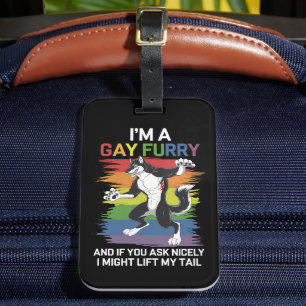 Étiquette À Bagage Je suis une Gay Furry Fox Rainbow Pride LGBTQ