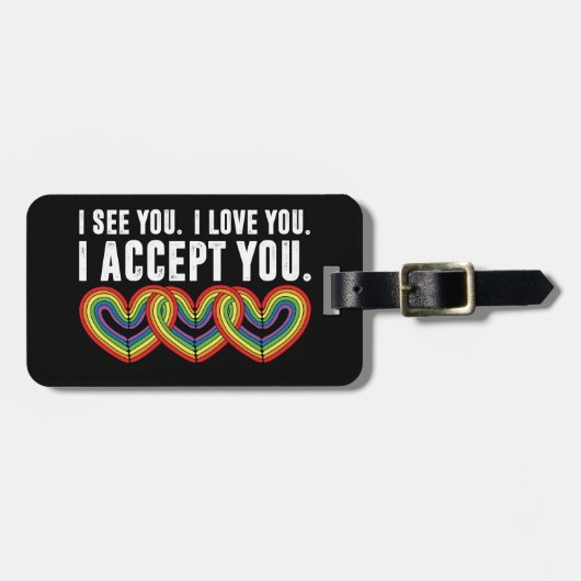 Étiquette À Bagage Je T'Aime Je T'Accepte Rainbow LGBTQ (Devant horizontal)