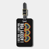 Étiquette À Bagage Je T'Aime Je T'Accepte Rainbow LGBTQ (Devant Vertical)