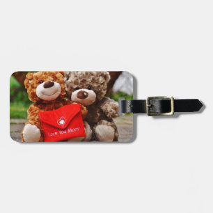 Étiquette À Bagage JE T'AIME MÈRE - Nounours mignon et mignon