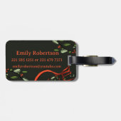 Étiquette À Bagage Je voyage pour Noël monogramme "E" avec le nom (Dos horizontal)