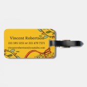 Étiquette À Bagage Je voyage pour Noël monogramme "V" avec le nom (Dos horizontal)