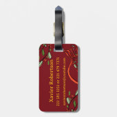 Étiquette À Bagage Je voyage pour Noël monogramme "X" avec nom (Dos Vertical)