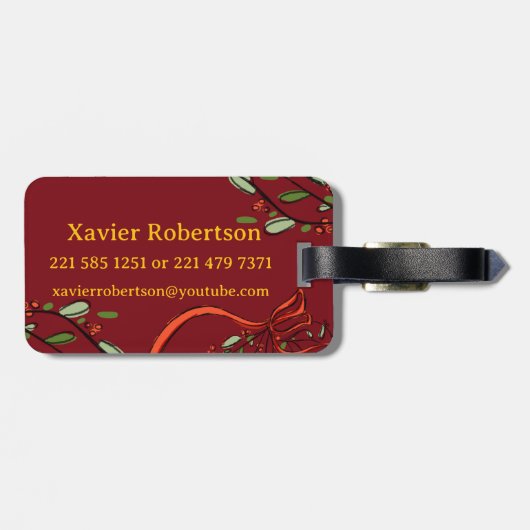 Étiquette À Bagage Je voyage pour Noël monogramme "X" avec nom (Dos horizontal)