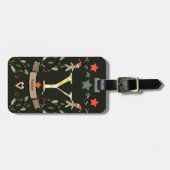 Étiquette À Bagage Je voyage pour Noël monogramme "Y" avec le nom (Devant horizontal)