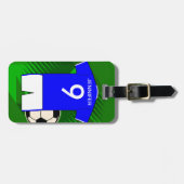 Étiquette À Bagage Jersey de soccer personnalisé bleu et blanc (Devant horizontal)