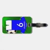 Étiquette À Bagage Jersey de soccer personnalisé bleu et blanc (Dos horizontal)