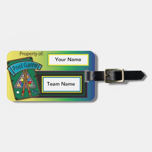 Étiquette À Bagage Jeu de billard du Pool Player (Devant horizontal)