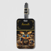 Étiquette À Bagage Jeu de tambour bleu et or Énergie (Devant Vertical)