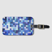 Étiquette À Bagage Jeu vidéo Pixels Carré bleu Motif (Devant Horizontal)