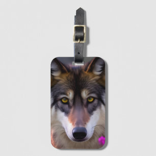 Étiquette À Bagage Jeune loup en rose fuchsia
