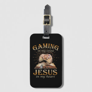 Étiquette À Bagage Jeux vidéo dans mes veines, Jésus dans mon cœur