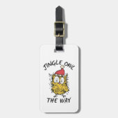 Étiquette À Bagage Jingle Owl en chemin Funny Père Noël Owl (Devant Vertical)