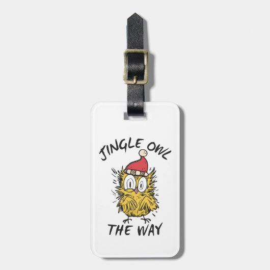 Étiquette À Bagage Jingle Owl en chemin Funny Père Noël Owl (Devant Vertical)