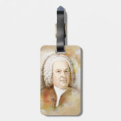 Étiquette À Bagage Johann Sebastian Bach Portrait en beige (Dos Vertical)