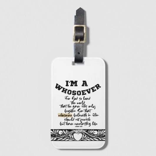 Étiquette À Bagage John 3.16 Quiconque (Devant Vertical)